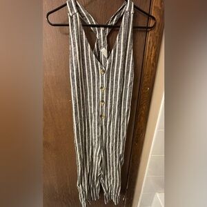 Gray Striped Jumpsuit